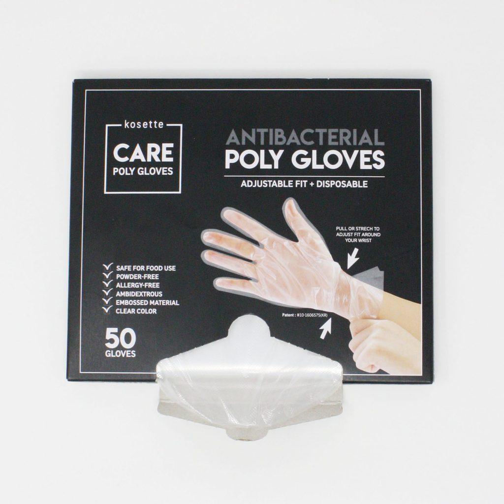 Kosette Antibacterial Poly Gloves, Adjustable Fit + Disposable, 50 Gloves - Glowish