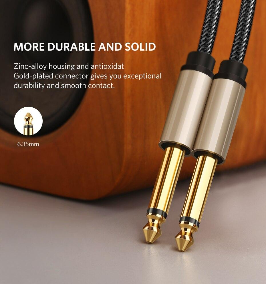 Ugreen 6.5mm Jack Audio Cable/6.35 Jack Male to Male Aux Cable 3m (Black) - Glowish