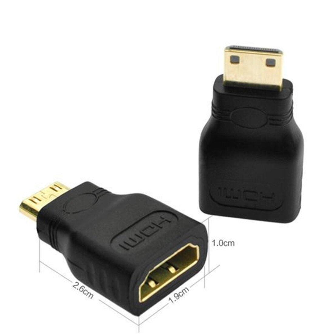 1 pcs Gold-Plated 1080P Mini Male HDMI To Standard HDMI Female Extension Adapter - Glowish