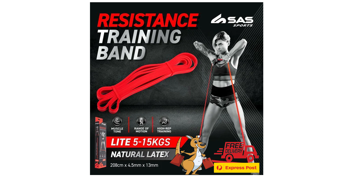 SAS Sports Light Resistance Training Bands 5-15kg Muscle Tone Fitness & Yoga 208