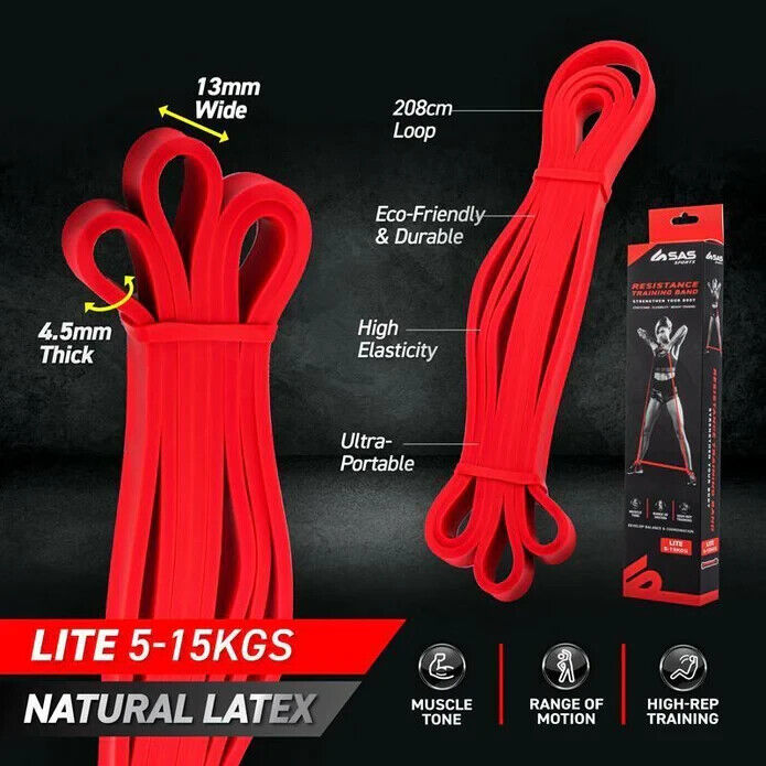 SAS Sports Light Resistance Training Bands 5-15kg Muscle Tone Fitness & Yoga 208