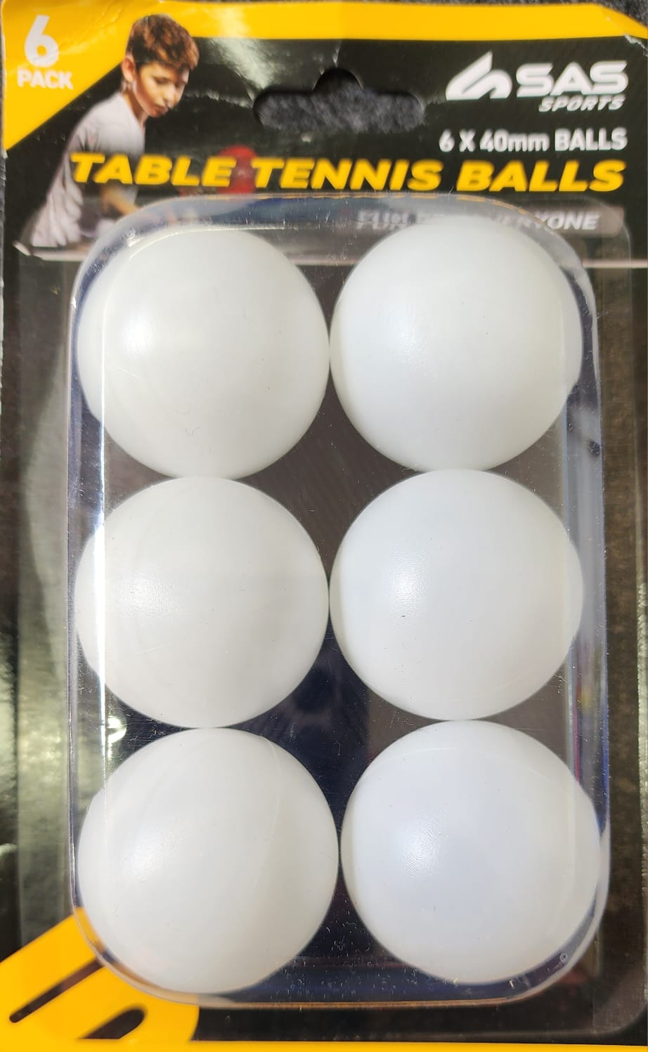 SAS Sports Table Tennis Balls 1 Star White 6 Pack =2 set