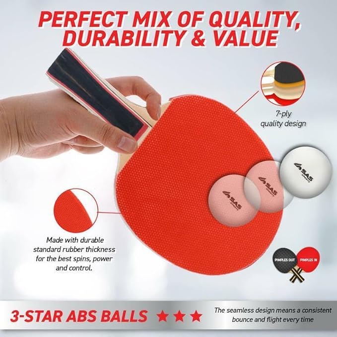 SAS Sports Table Tennis Two Player Indoor Set Recreation Quality