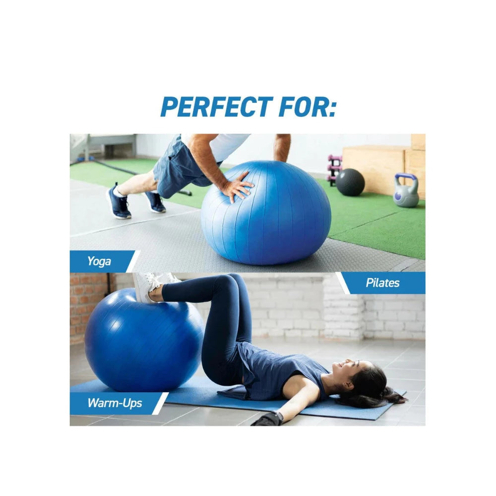 Sas Sports Exercise Gym Ball Blue Anti Slip Texture Balance Strength 65cm - Blue