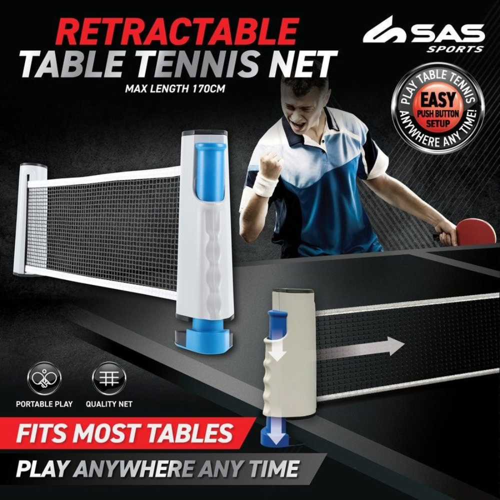 Sas Sports Table Tennis Net Retractable Portable Compact (170cm)