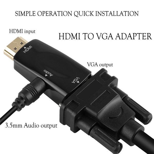 HDMI to VGA Adapter Converter with Audio Cable Black - Glowish