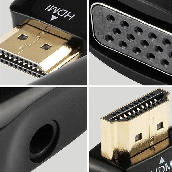 HDMI to VGA Adapter Converter with Audio Cable Black - Glowish