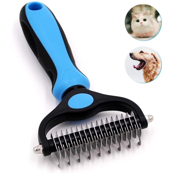 Pet Grooming Tool - Double Sided Shedding and Dematting Undercoat Rake Comb.