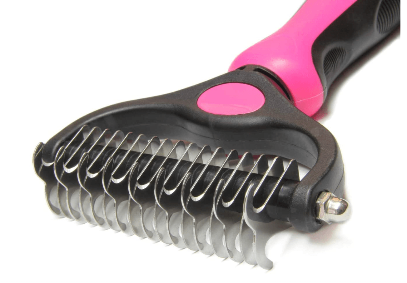 Pet Grooming Tool - Double Sided Shedding and Dematting Undercoat Rake Comb.