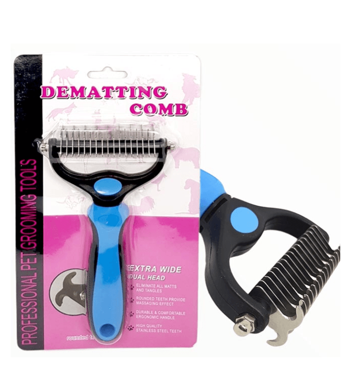 Pet Grooming Tool - Double Sided Shedding and Dematting Undercoat Rake Comb.