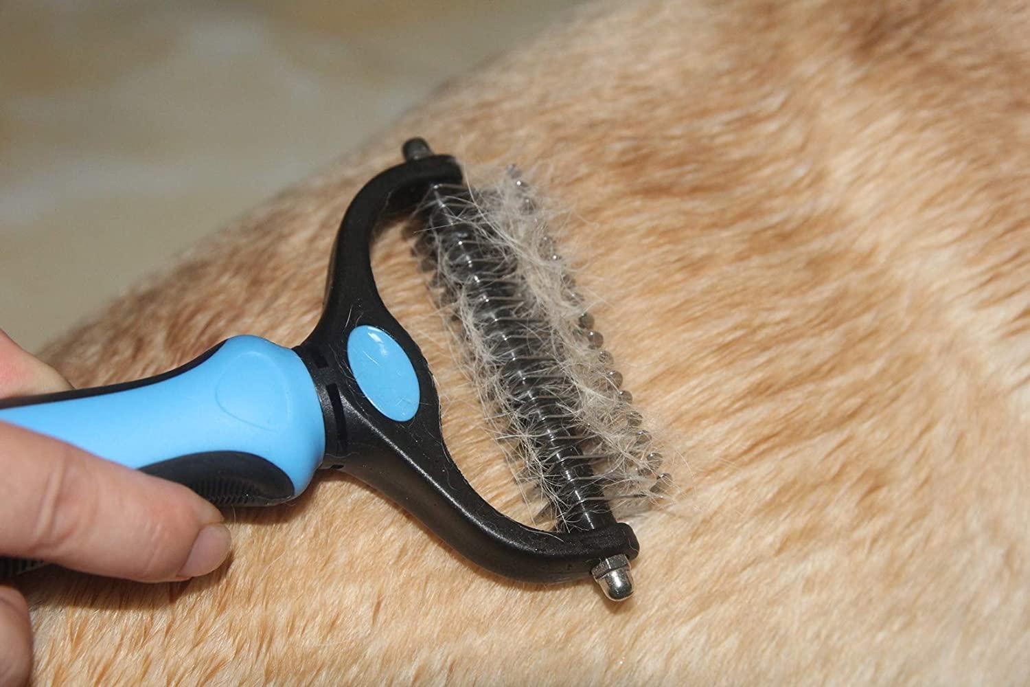 Pet Grooming Tool - Double Sided Shedding and Dematting Undercoat Rake Comb.