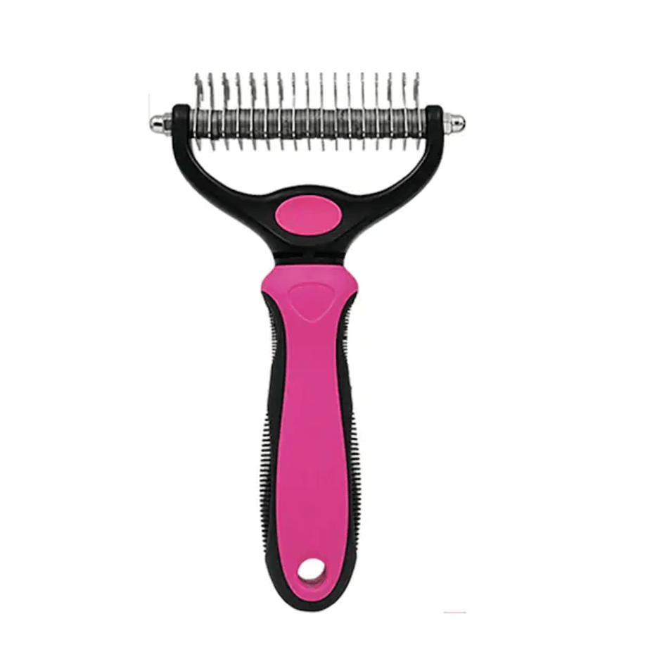 Pet Grooming Tool - Double Sided Shedding and Dematting Undercoat Rake Comb.