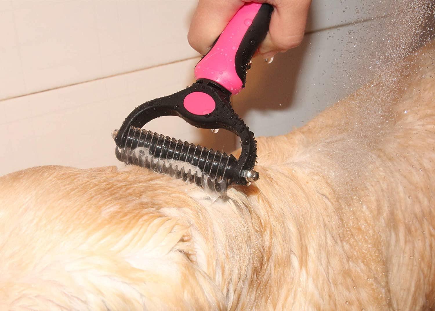 Pet Grooming Tool - Double Sided Shedding and Dematting Undercoat Rake Comb.