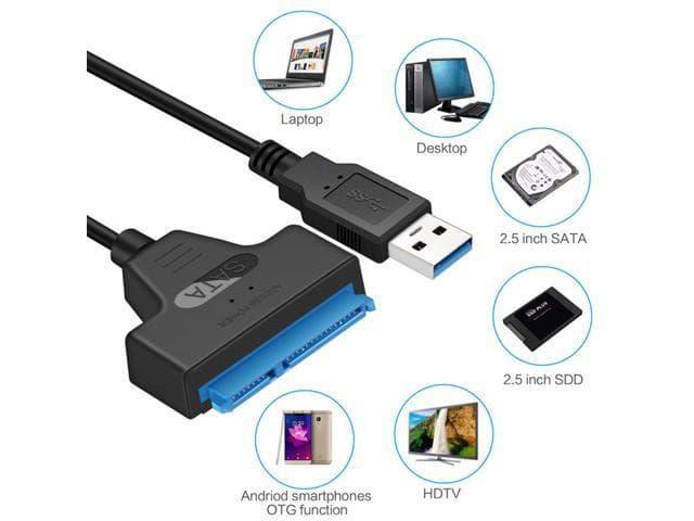 Sata 3 to USB Adapter Up to 6 Gbps Support 2.5 Inches External - 22 pin - Glowish